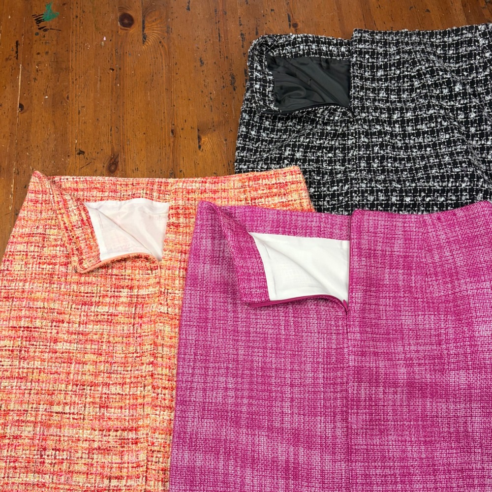 3 Talbots Tweed Pencil Skirt Lot Pink Orange Black White Womens 8 Preppy Work - Picture 7 of 9